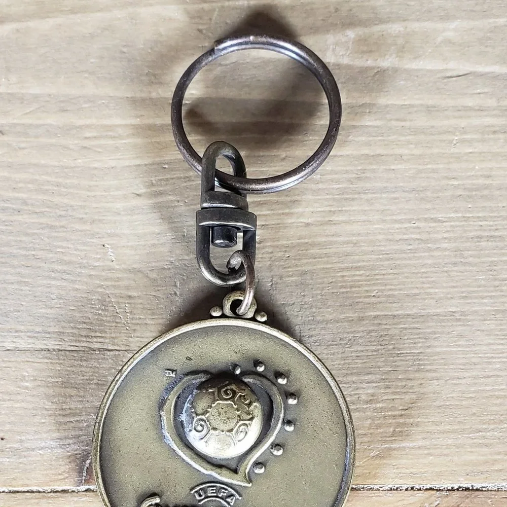 Vtg UEFA Euro 2004 Portugal Football Soccer Metal Keychain Key Ring